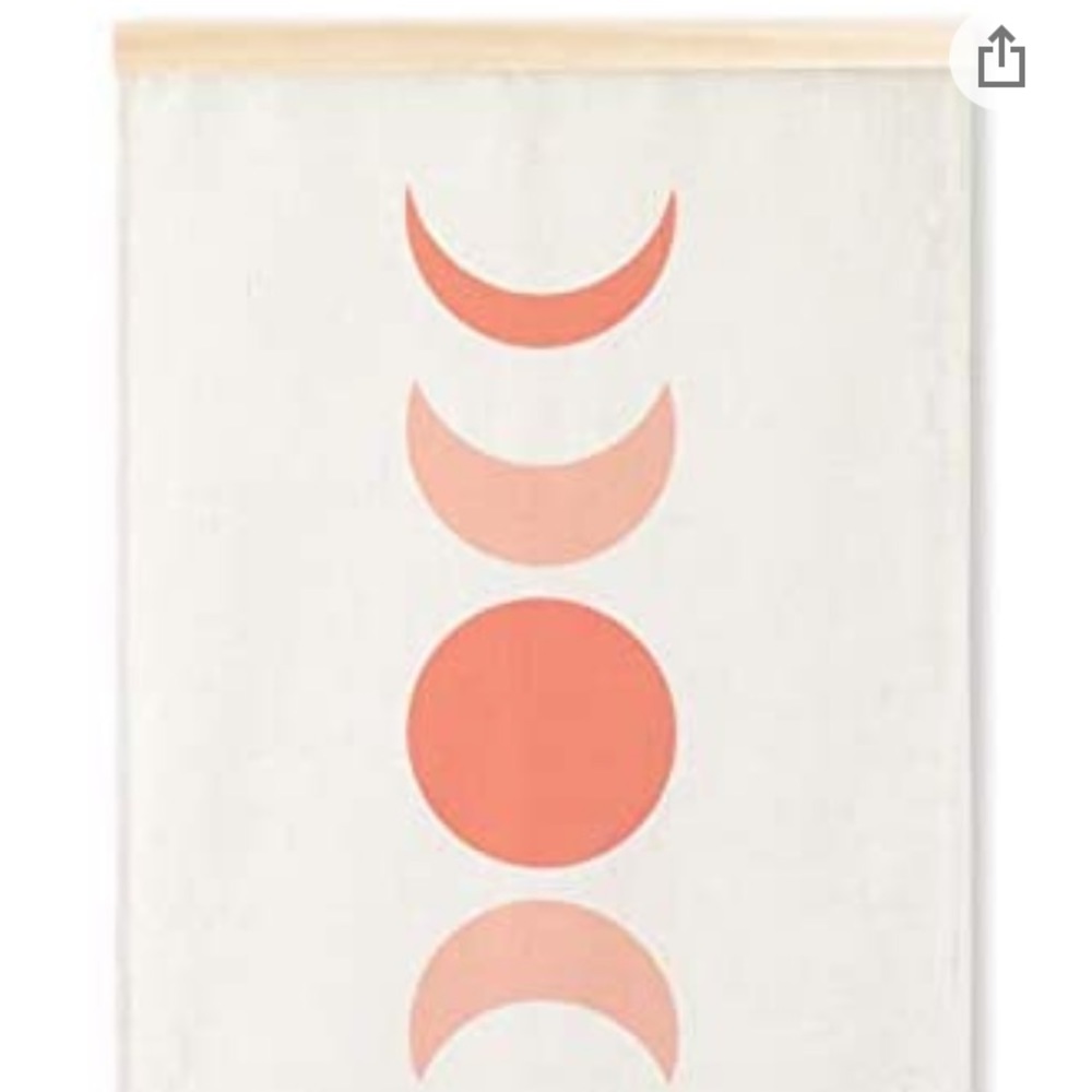 Boho Tapestry Coral Pink Lunar Moon Phase31 Lx20"W - Picture 3 of 5